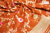 Rusty orange Banaras jaal georgette saree - MIRASILKS Rusty orange Banaras jaal georgette saree